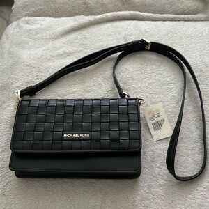 Michael Michael Kors Jet Set Charm Small Phone Crossbody Leather Black NWT